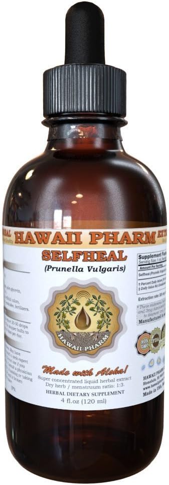 Estratto di liquido di selfheal, Selfheal organico (Prunella Vulgaris) Tintura, Supplemento di erbe, Hawaii Pharm, Made in USA, 4 fl.oz