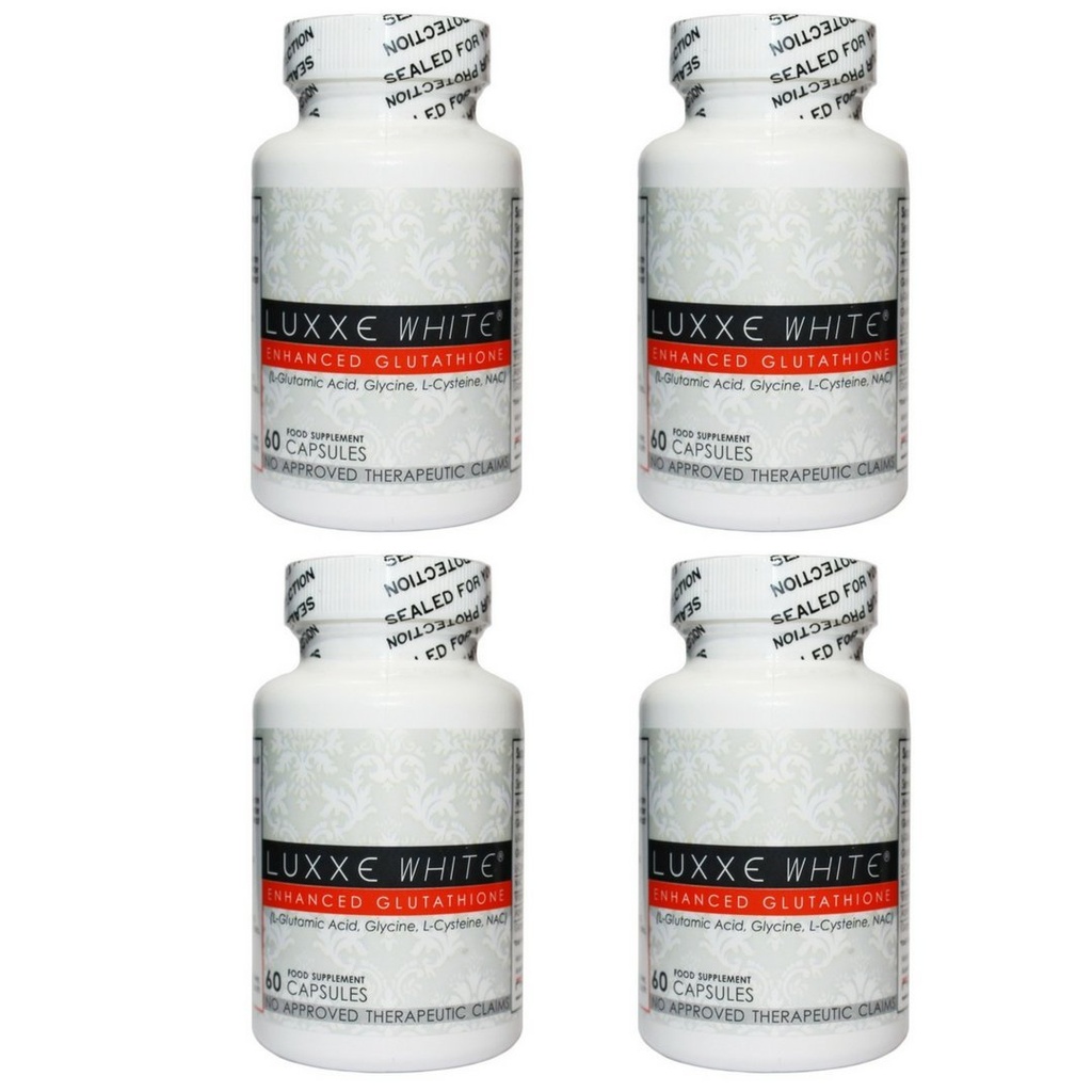 4 Bottiglie 60 Caps Luxxe Bianco Enhanced Glutathione - Integratore efficace di sbiancamento della pelle