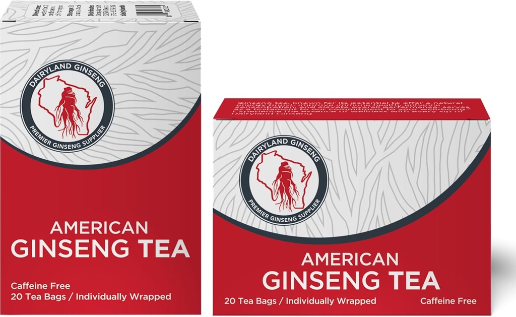 Dairyland American Ginseng Tea Bags (40 ct) - Premium Wisconsin Ginseng Tea - Authentic American - Non-GMO, Gluten Free Drink