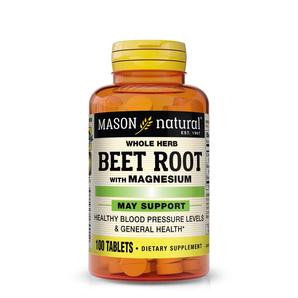MASON NATURAL barbabietola radice con magnesio e calcio - pressione sanguigna sana, mantenere la salute generale, 100 compresse
