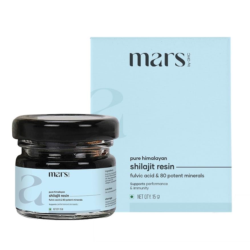 Mars Himalayan Organic Shilajit Resin | Natural Resin Sorgente da The Himalayas | Supporta la vitalità, l'energia e il benessere generale | 15g | Confezione da 1