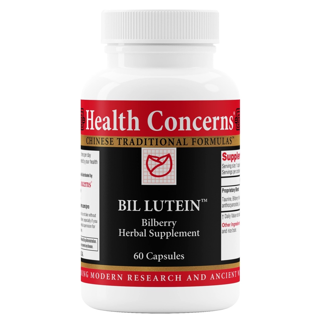 Salute Preoccupazioni Bil Lutein – Supporto per la salute e la visione degli occhi – Lutein, Bilberry & Taurine Supplement – Antiossidanti per la salute retina, Visione notturna, Circolazione, & Macular Degeneration – 60 capsule