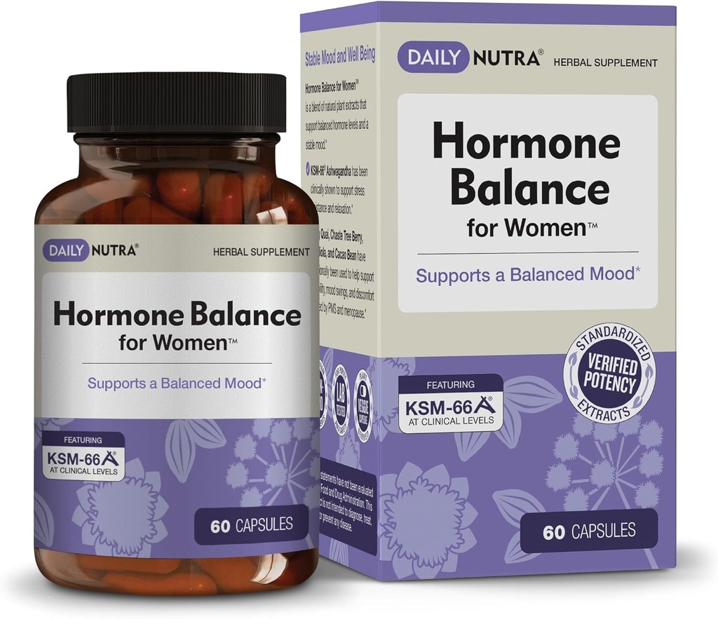 Equilibrio dell'ormone - Supplemento della serotonina delle donne - KSM-66 Ashwagandha, Dong Quai, Berry dell'albero del gusto, Rhodiola, & Cocoa Bean Extracts - per ormoni femminili, PMS, Menopause (60 capsule)