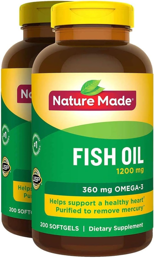 2 x 200Pk Natura fatta Fish Oil 1200 mg Softgels Omega 3