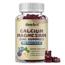 Calcio Magnesio Zinc Gummies per le donne, Chewable Calcium Supplemento 1000 mg Vitamin D3 & K2, Bone & Nerve Salute, Funzione muscolare, Sostegno immunitario & Stress Relief, Blueberry Flavor, 60 Ct