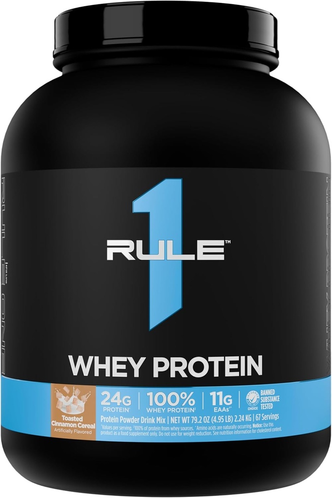 Regola 1 Whey Protein – 24g Proteine ad azione rapida da fonti all-Whey con EAAs e BCAA per il recupero di allenamento o in qualsiasi momento uso (5 Pounds*, Cereali di cannella tostati)