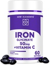 Iron Glycinate 50mg con vitamina C | Supplemento di ferro avanzato per il sollievo dall'anemia, Boost e supporto energetico Immune | Gentle on Stomach, assorbimento rapido | Non-OGM, softgel senza glutine per le donne e gli uomini