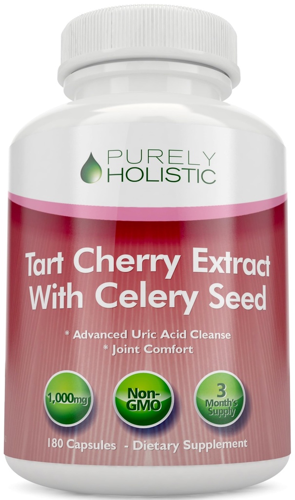 Estratto di ciliegie di Tart 1000mg - 180 capsule, 3 mesi di alimentazione - miscela con la ciliegia di Tart e la polvere di semi di segale