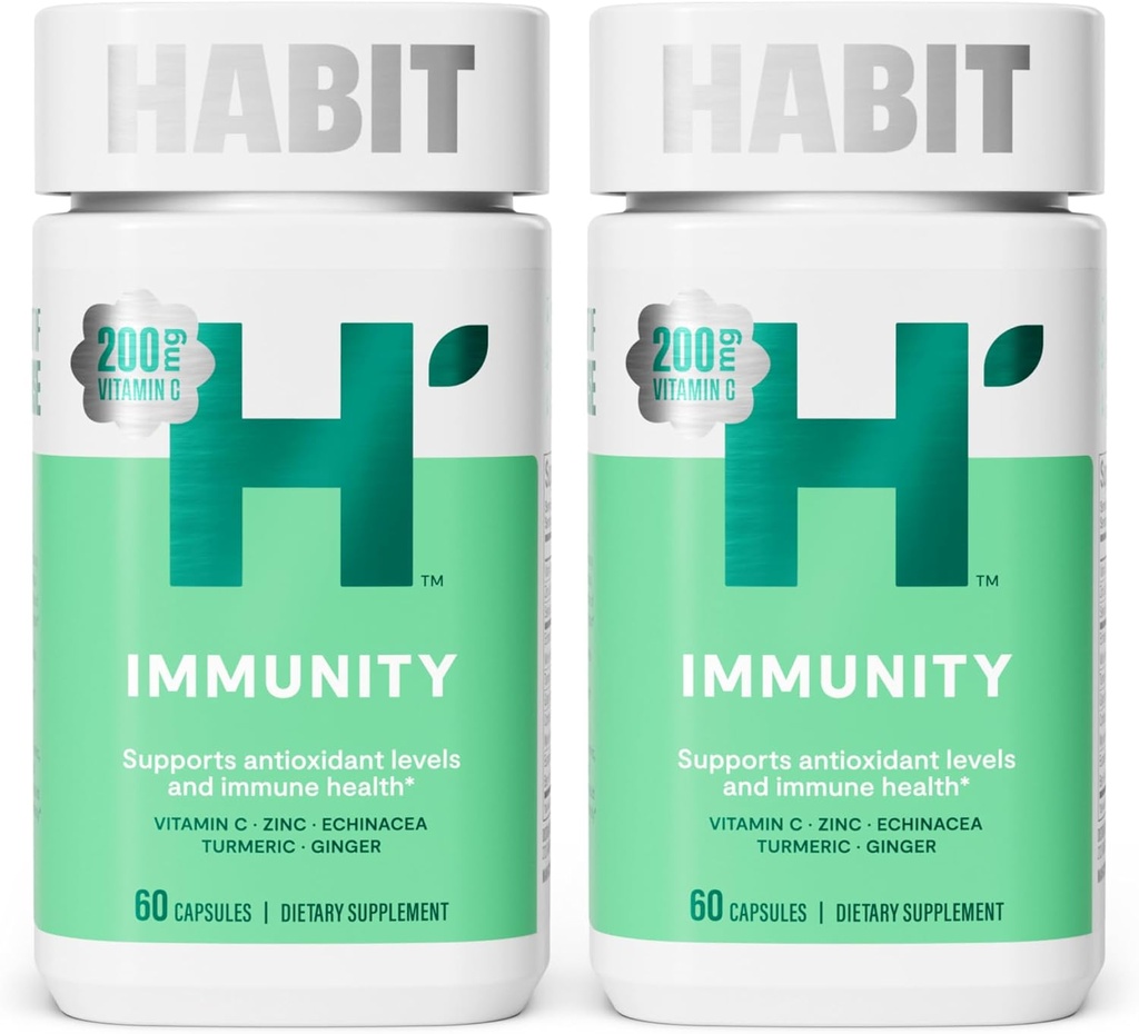 Abit Immunity Supplement 2 Pack (120 capsule) - Nuovo look, Echinacea, Elderberry, Turmeric, Zinc Blend per sostenere la salute immunitaria e livelli antiossidanti, Vegan, Non OGM