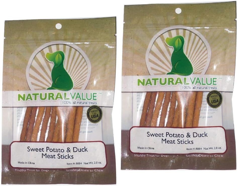 Valore naturale La patata dolce & Duck Morbido Chew Meat Sticks contiene Glucosamine & Chondroitin per Hip & Joint Health (Questo è un 2 Pack)