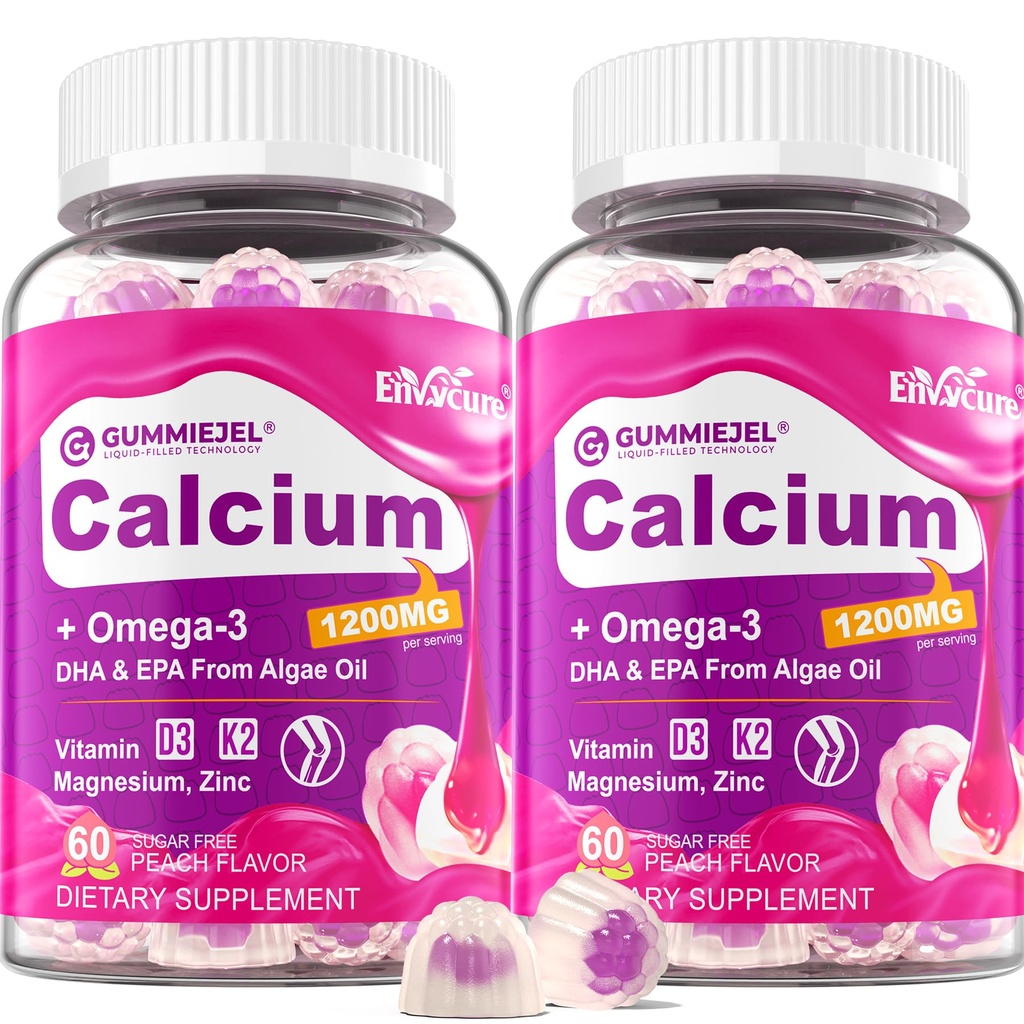 Citrato di calcio privo di zuccheri Gummies 1000mg w/Vitamin D3 K2, Magnesio, Zinco, Borone, Manganese, Rame per Bone, Muscolo e Immune, Ultimate Absorption Calcium Supplemento per le donne & uomini - Vegan, 120 Cts