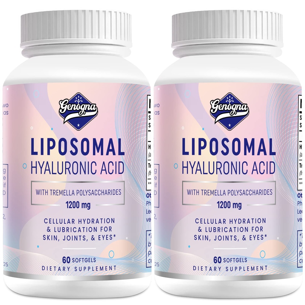 L'acido ialuronico liposomico integra 1000mg-High Biodisponibili dietetici capsule di acido ialuronico-con 200 mg di polisaccaridi di Tremella per l'idratazione della pelle di doppia resistenza, lubrificante comune, 2 confezione