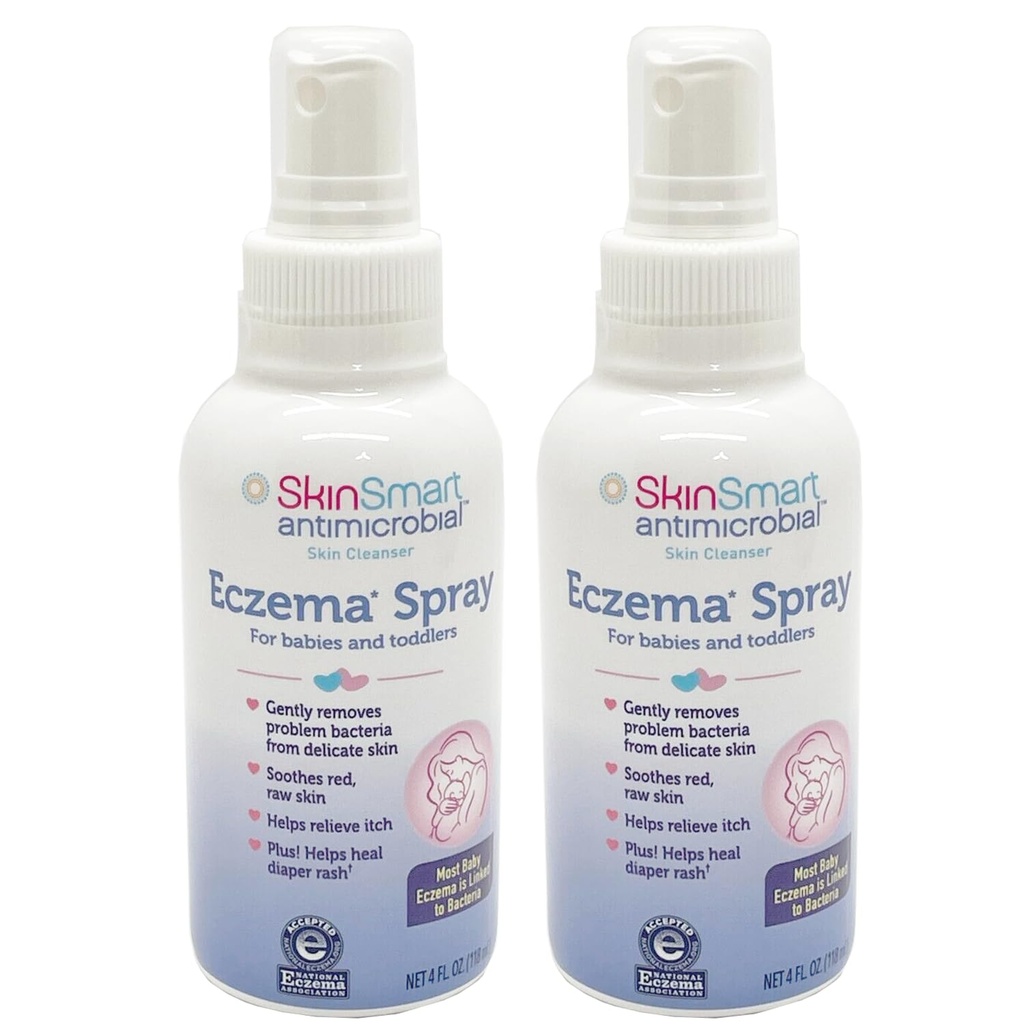 SkinSmart Eczema Spray per bambini e bambini, Rimuove i batteri in modo che la pelle può guarire, 4 Ounce Spray (Pack of 2) Sicuro per pelli delicate e crude