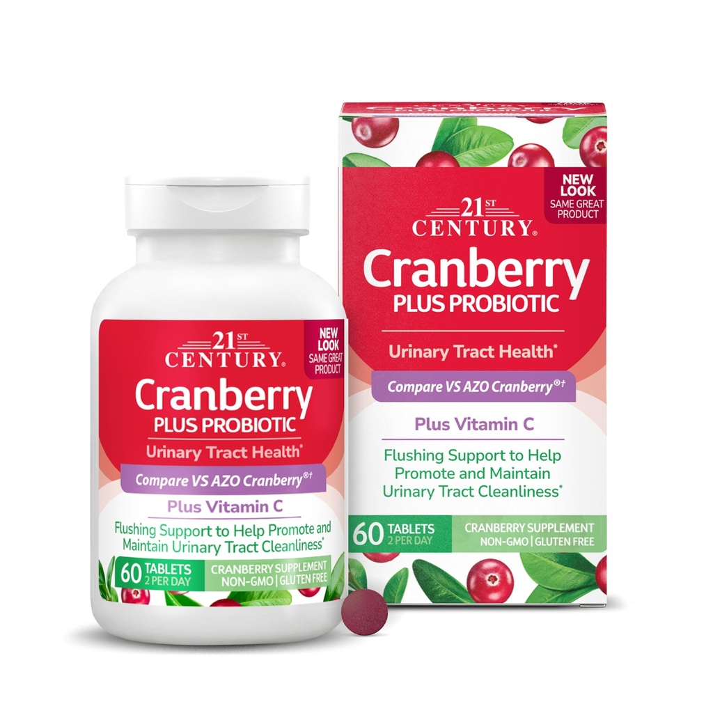 21st Century Cranberry Plus Probiotic Tablets, 60 Conte