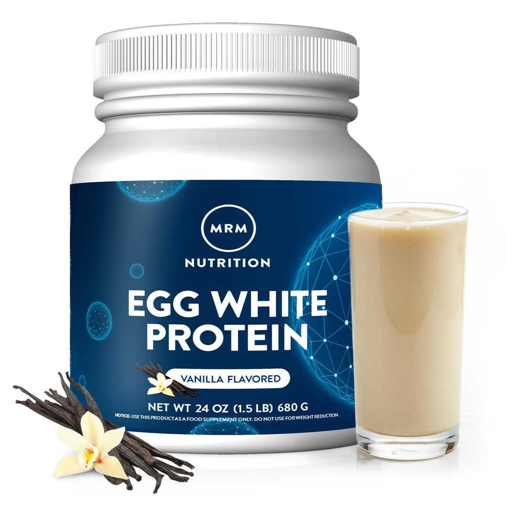 MRM Nutrition Egg White Protein | Vanilla Flavored | 23g Fat-Free Protein | con enzimi digestivi | Valore Biologico Superiore | Clinicamente Testato | 20 Serve