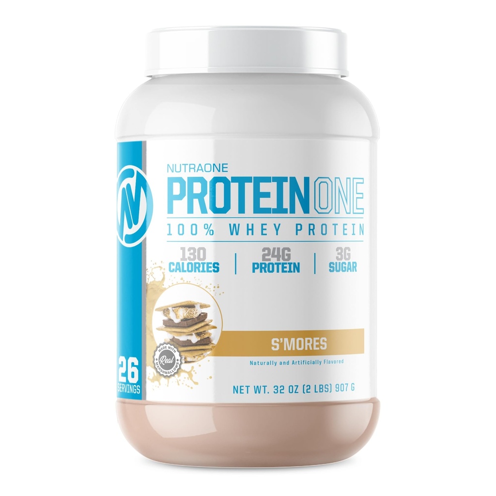 NutraOne ProteinOne Whey Protein Promuovere il recupero e costruire il muscolo con una proteina Shake Polvere per gli uomini e le donne (S’Mores - 2 lbs.)