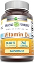 Incredibile formula vitamina D3 (Cholecalciferol) Supplemento | 10.000 IU | 240 Softgels | Non-GMO | Gluten-Free | Made in USA