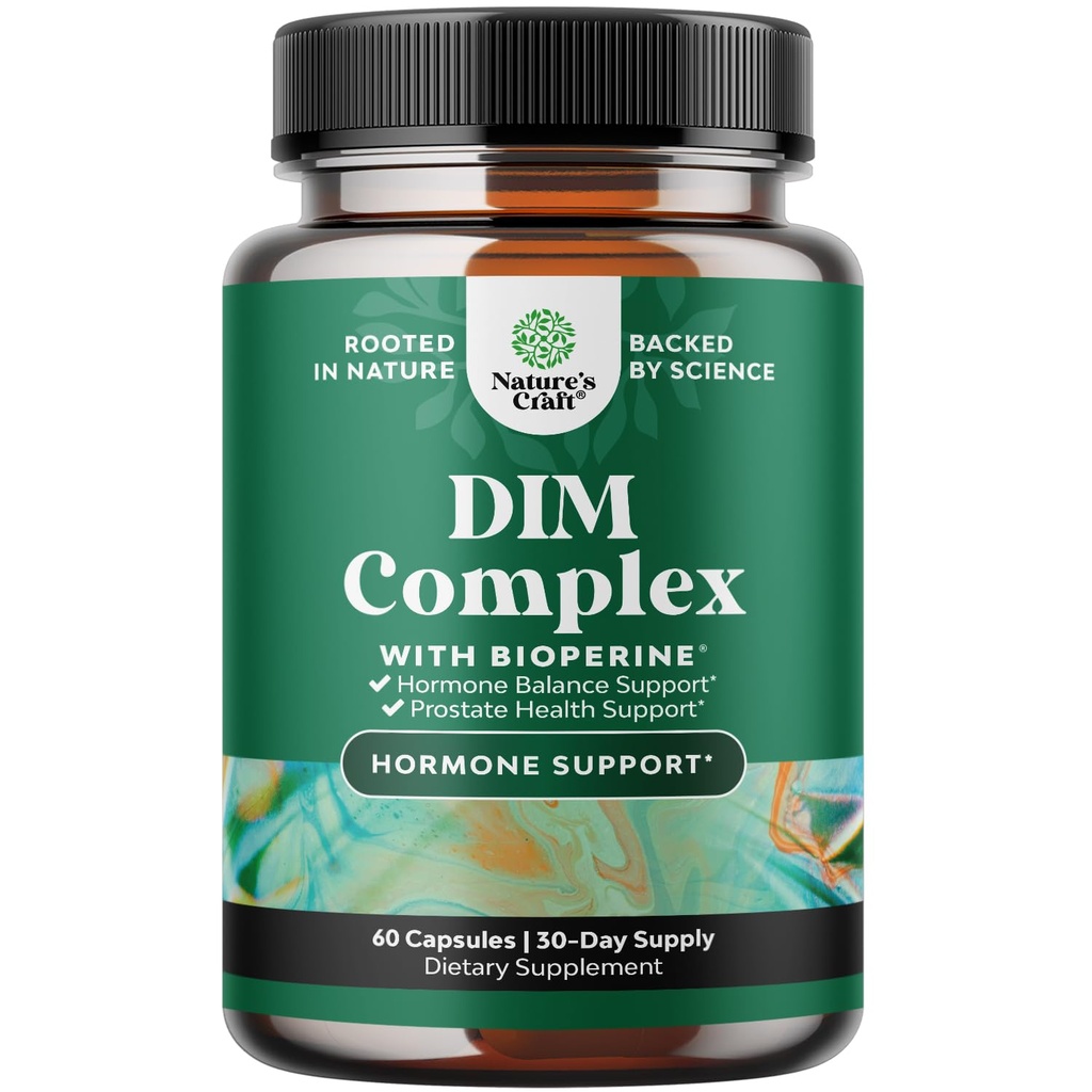 Pure DIM Supplemento per gli uomini con Bioperine - DIM Estrogen Blocker per gli uomini per l'equilibrio dell'ormone e la salute della prostata - Diindolylmethane Testosterone Complex con Broccoli Florets - 60 capsule