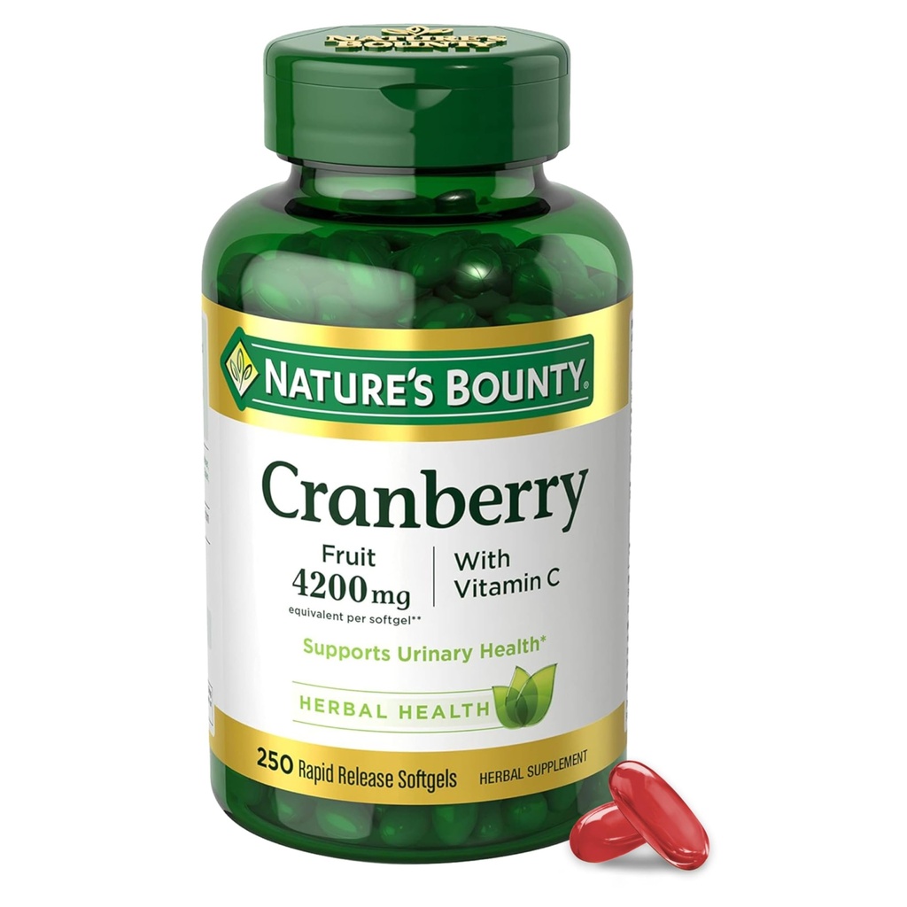 Pillole di mirtillo naturale per la salute del tratto urinario delle donne, integratori di mirtillo con concentrato & vitamina C, 250 Softgels (pacchetto di 1)