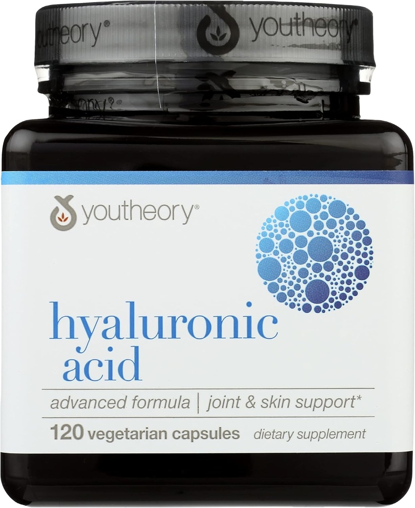 Youtheory Acid Hyaluronic Formula avanzata, Dairy Free, 120 capsule (Pack of 1)