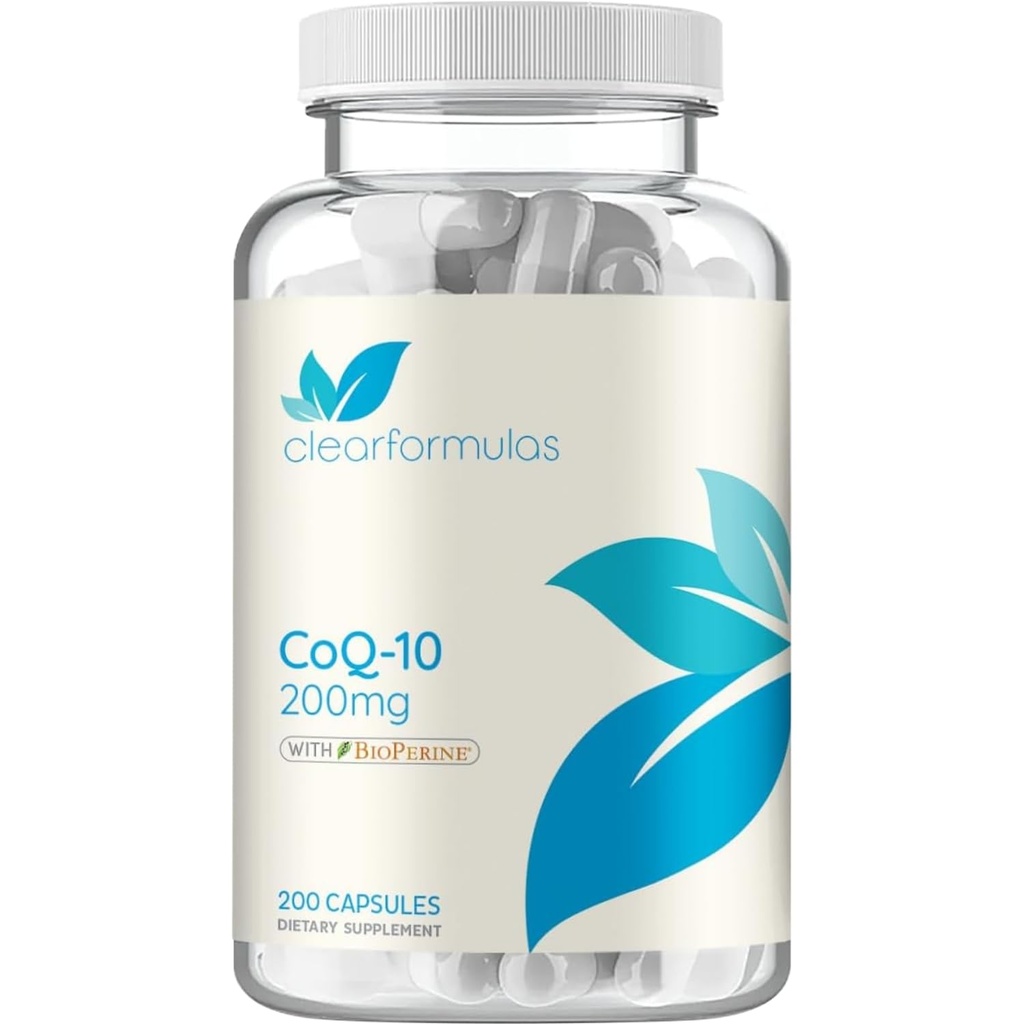 CoQ10 200mg con BioPerine - Coenzima di assorbimento potenziato Q10 200mg Potente antiossidante per l'energia del cuore e il supporto di invecchiamento - Caps di Ubiquinone di alta stabilità CoQ10 - Made in a cGMP US Lab (200 Servings)
