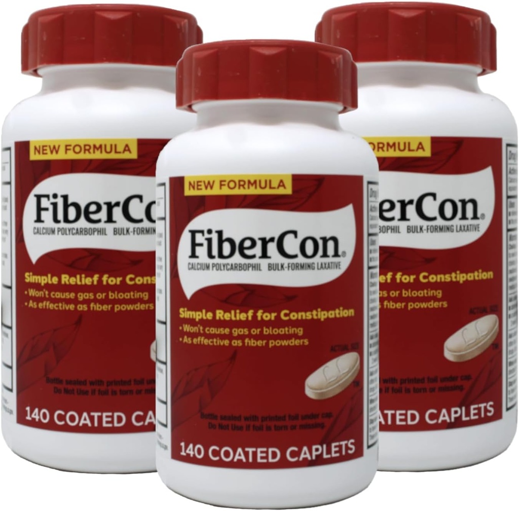 Terapia in fibra di FiberCon per Regolarità, Caplets, Dimensione del valore 140 caplets (Pack of 3) di Fibercon