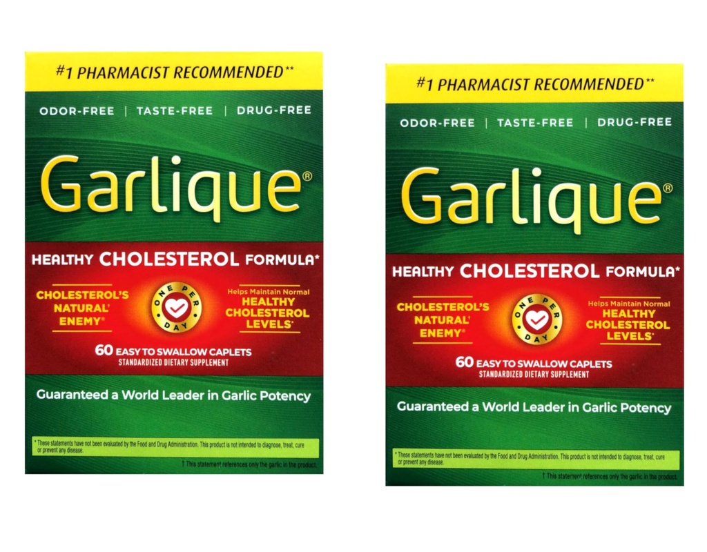 Garlique Healthy Cholesterol Formula con 5000 mcg di Allicin, 60 Caplets rivestiti enterici (Pack of 2)