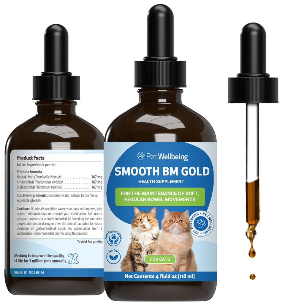 Benessere animale Smooth BM Oro per cani e gatti - Rilievo di costipazione & Sgabello Ammortizzante, Supporta i movimenti sani del tassello - Natural Herbal Supplement 4 oz (118 ml)