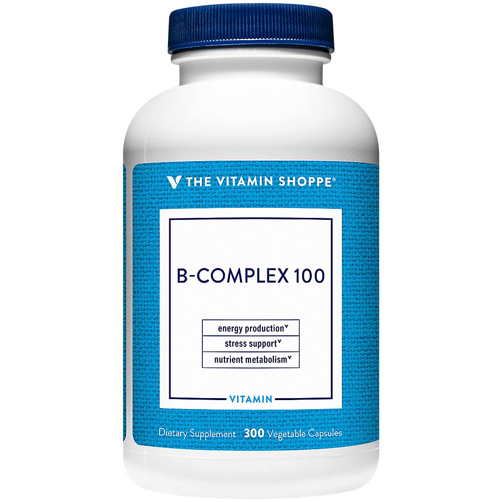 La vitamina Shoppe B-Complex 100 - Supporta la produzione di energia, Funzione di sistema nervoso & Metabolismo nutriente – Eccellente Fonte di B1, B2, B6, B12, Niacin, Acido Folico & Biotin (300 Caps Veggie)