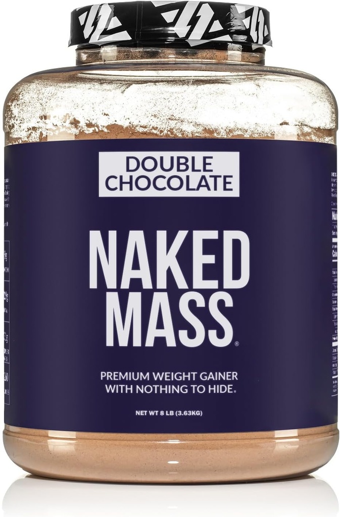 NAKED Doppia Messa al cioccolato - 1.260 Calorie, 50G Protein, Niente Artificiali. Tutti Peso naturale Gainer Protein Powder - 8Lb Bulk, OGM Free, Gluten Free & Soy Free