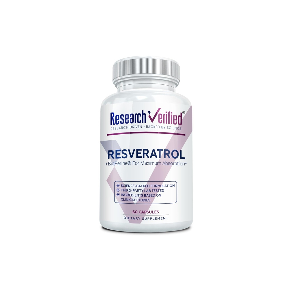 Ricerca Resveratrolo verificato - 98% Trans-Resveratrolo 1000 mg, Supporto Anti-invecchiamento - 1 bottiglia - 60 capsule