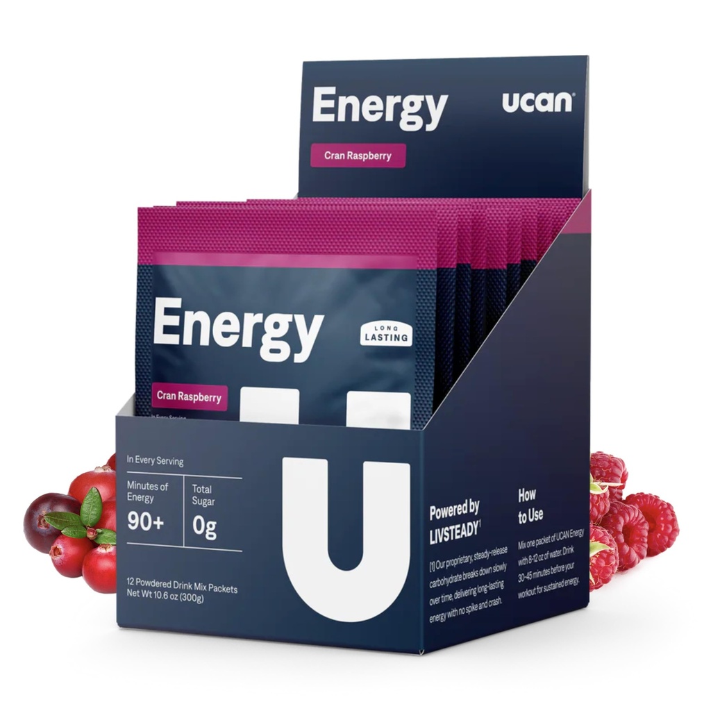 UCAN Energy Powder, Cran-Raz, Keto, Sugar-Free Pre & Post Workout per Uomini & Donne, Non OGM, Vegan, Gluten-Free, Grande per Runner, Gym-Goers e Atleti ad alte prestazioni (12 Serve, 25g)