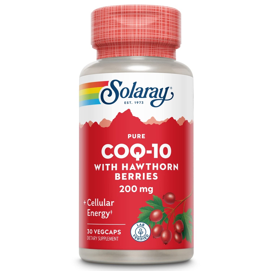 SOLARAY Pure CoQ-10 200 mg | Funzione cardiaca sana e supporto energetico cellulare | Migliorata con Herb Blend | 30 VegCaps