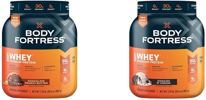 Fortezza corpo 100% Whey Premium Protein Powder Chocolate Peanut Butter and Cookies N' Cream, 1.78lbs Ogni