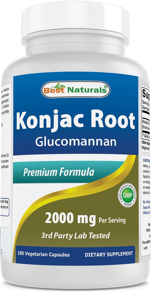 Migliori naturali Konjac radice 2000mg, 180 conte