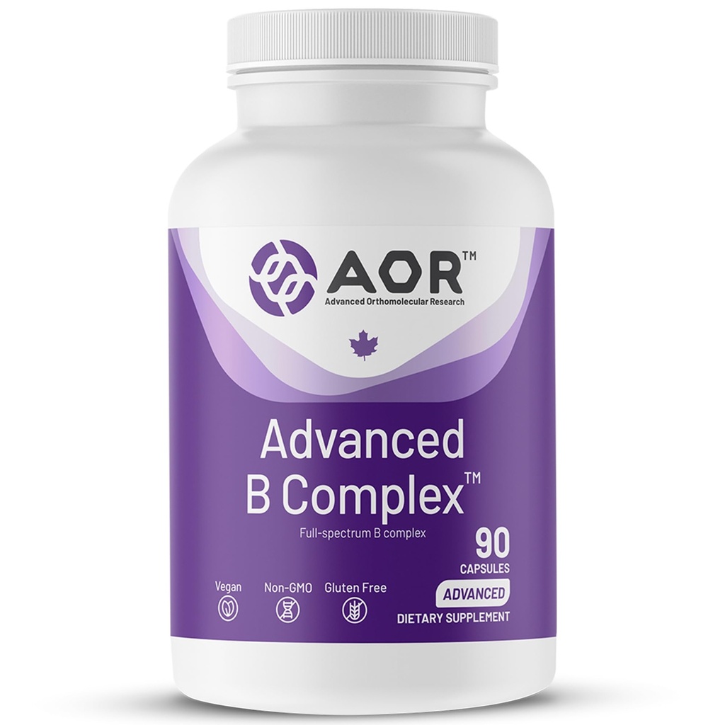 AOR, Advanced B Complex, Multivitamin Support for Energy, Stress and Metabolism, Integratore alimentare, 90 Capsule (90 Serve)