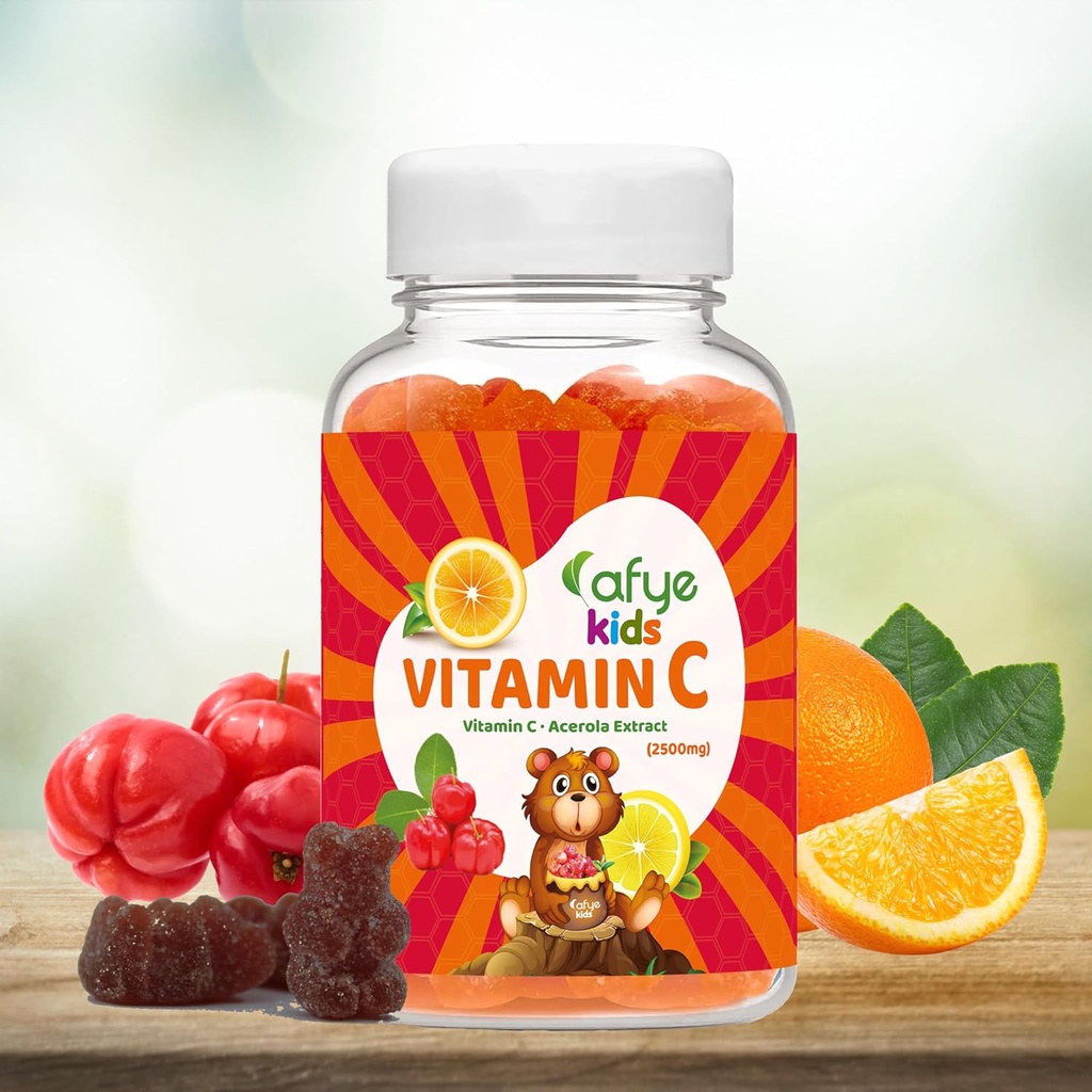 Bambini Vitamina C - Sistema immunitario Booster Gummies con orso a forma di - Sistema immunitario Integratore di vitamine per adulti e bambini - Vitamina C & Acerola Extract, 60 conteggio (Pacchetto di 1)