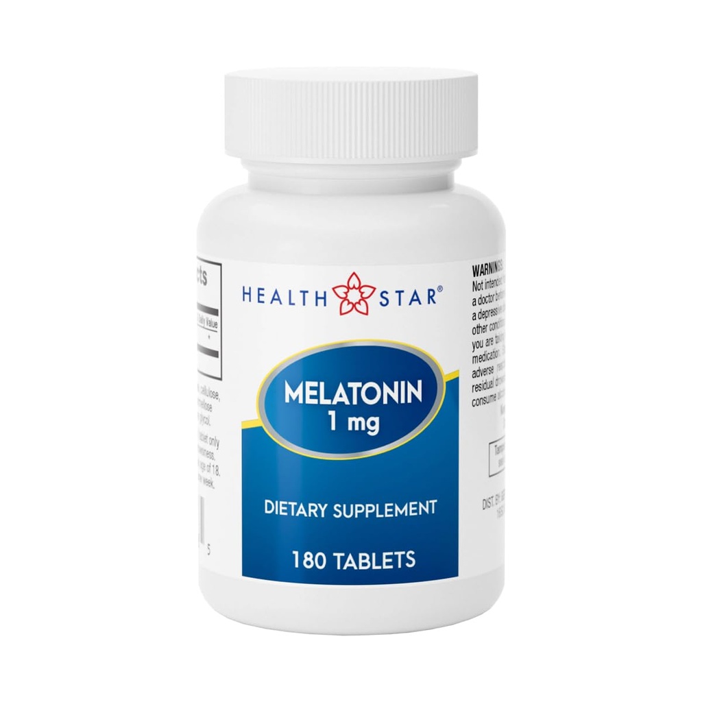 GeriCare Melatonin 1mg Sleep Support Supplement, Gentle Nighttime Sleep Aid, Non-Habit Forming, aiuta a promuovere il relax e il sonno riposante, Jet Lag Recovery, e Better Nighttime Rest, 180 compresse