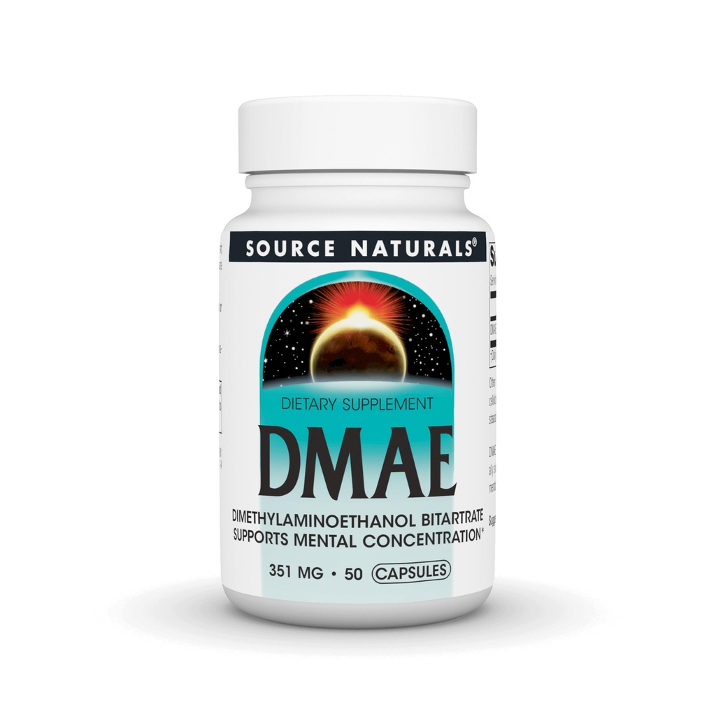 Sorgente Naturals DMAE, Dimethylaminoethanol Bitartrate - Supporta concentrazione mentale - 50 capsule
