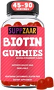 Vegan Biotin Gummies - Vitamine per la crescita dei capelli per le donne e gli uomini - Hair Skin and Nails Vitamins - Strawberry Flavor Gummy Vitamins - Non-GMO, Gelatin & Gluten-Free, 90 Gummies - SUPPZAAR