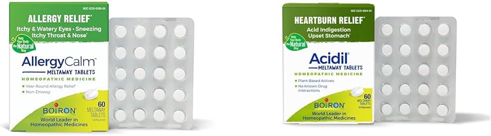 L'allergia di Boiron e il riflusso acido Bundle con le compresse di AllergyCalm (60 conte) e Acidil per il riflusso acido e l'indigestione (60 conte)