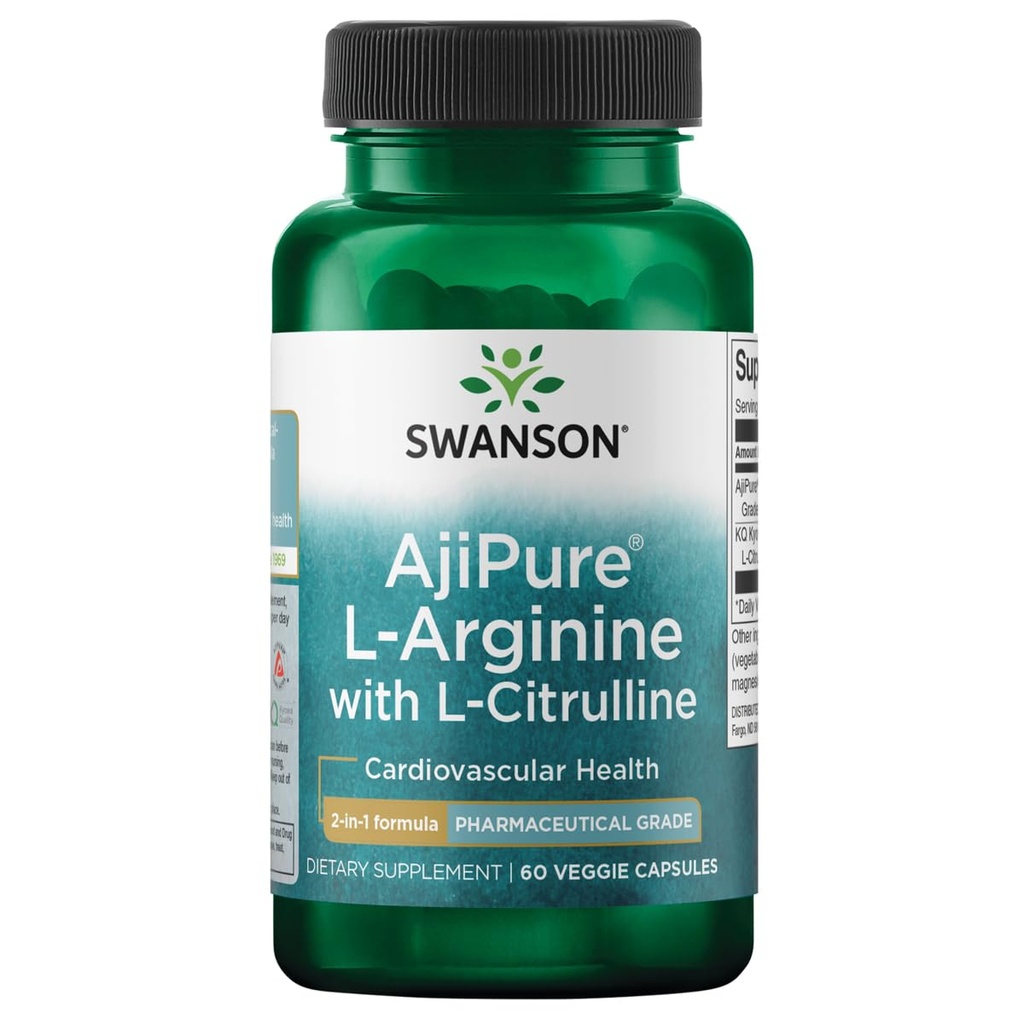 Swanson Aminoacido Ajipure L-Arginina con L-Citrulline 60 capsule di veg