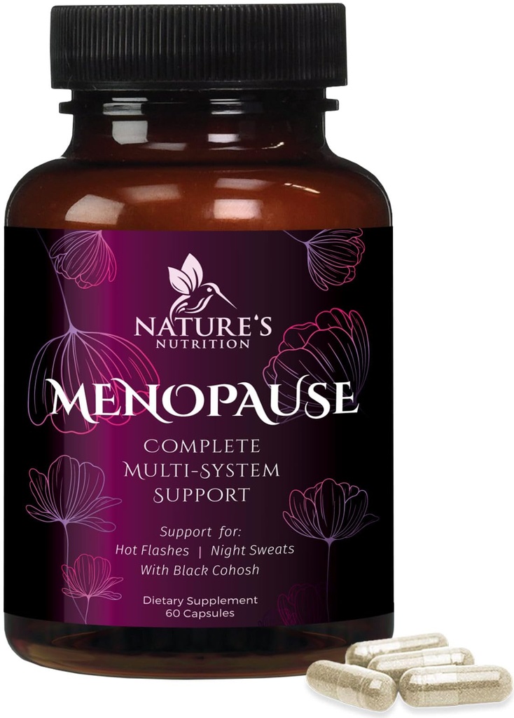 Menopausa Supplementi per le donne con cohosh nero - Flash caldo e ormone supporto per le donne, naturale Menopausa Rilievo Vitamine Supporto Mild Notte Maglioni & Equilibrio, Non OGM & Gluten Free - 60 capsule