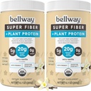 Bellway Super Fiber + Protein Powder (2 Pack), Polvere di supplemento di fibra di Psyllium Organic senza zucchero con 20g Protein Per Serving, Molto Vanilla, 24.14 oz