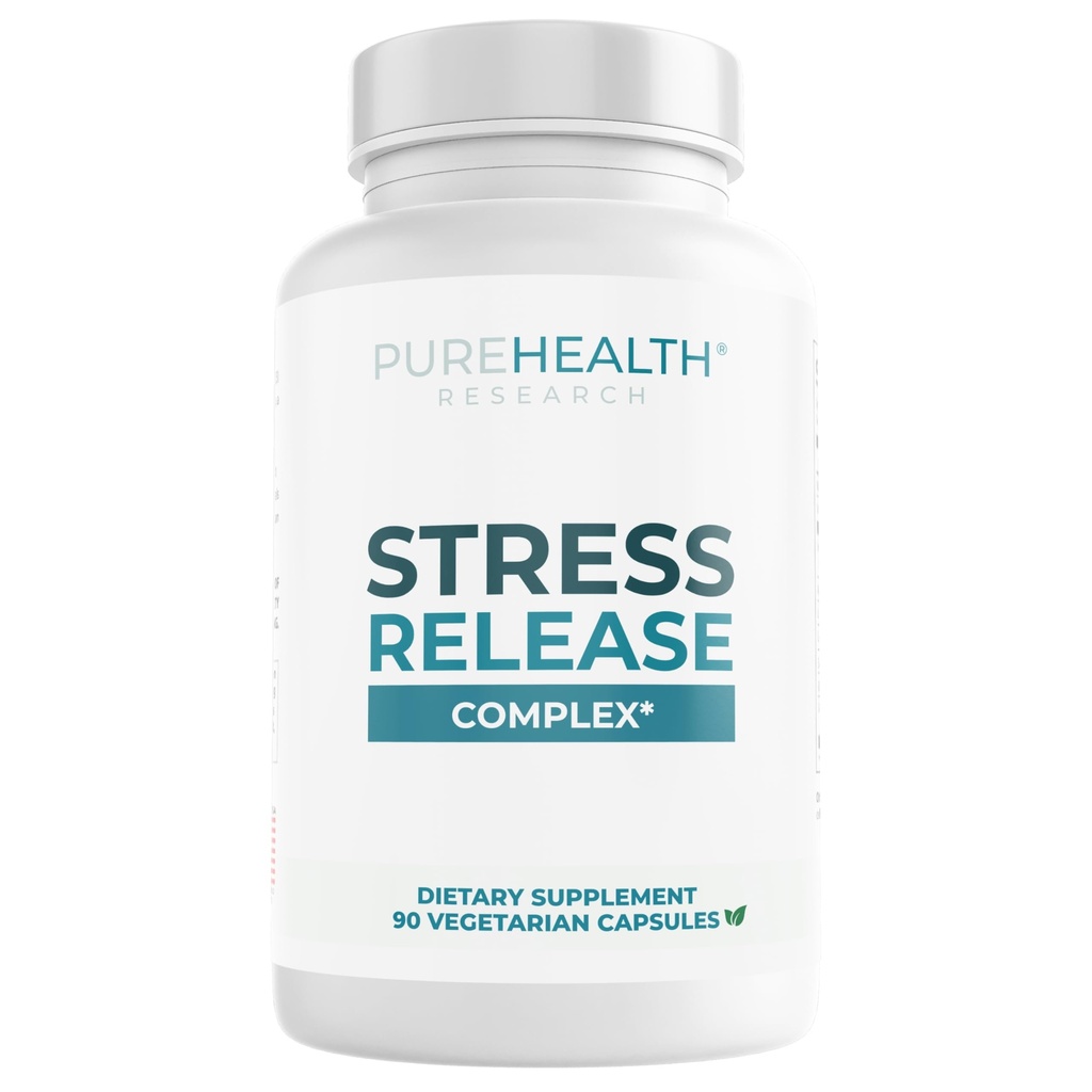 PUREHEALTH RESEARCH Stress Release Complex - Mood Support Supplemento per le donne e gli uomini - Aiuta con occasionale stress e relax - Con Ashwagandha, L Theanine, Lemon Balm, Niacin & More - 90 Capsule