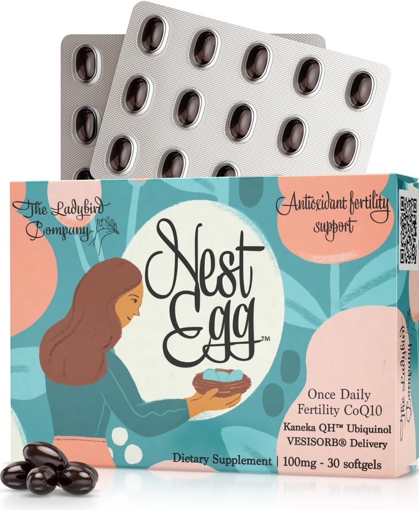 Nest Egg Ubiquinol CoQ10 100mg - Premium CoQ10 Integratore di fertilità per le donne - Made in USA - 3rd Party Tested - Una volta Daily Softgels (30 Conte)