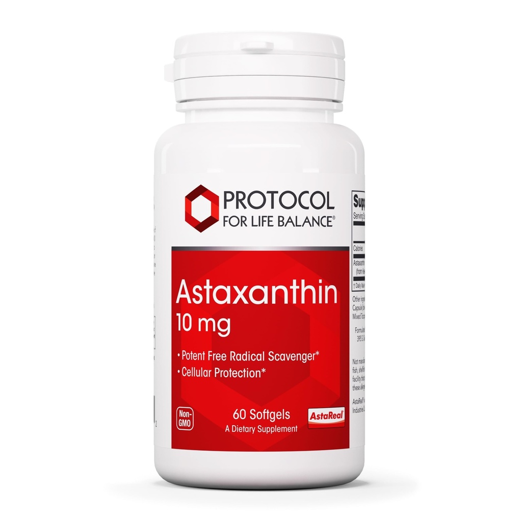 Protocollo Astaxantina 10mg Softgels - Supporta la Salute Cellulare* - Carotenoide Astaxantina Integratori - Non OGM & Dairy Free - 60 Softgels