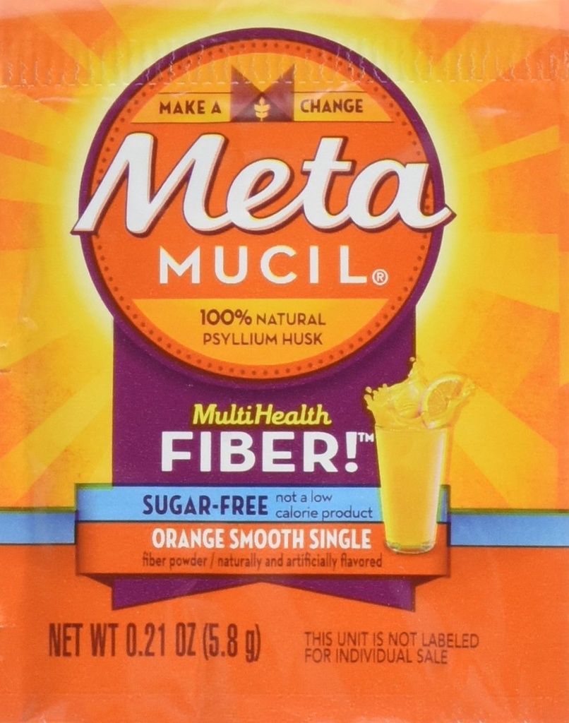 Metamucil - MultiHealth Fiber Singles Orange Smooth Sugar-Free, 0.21 Ounce, Confezione da 30