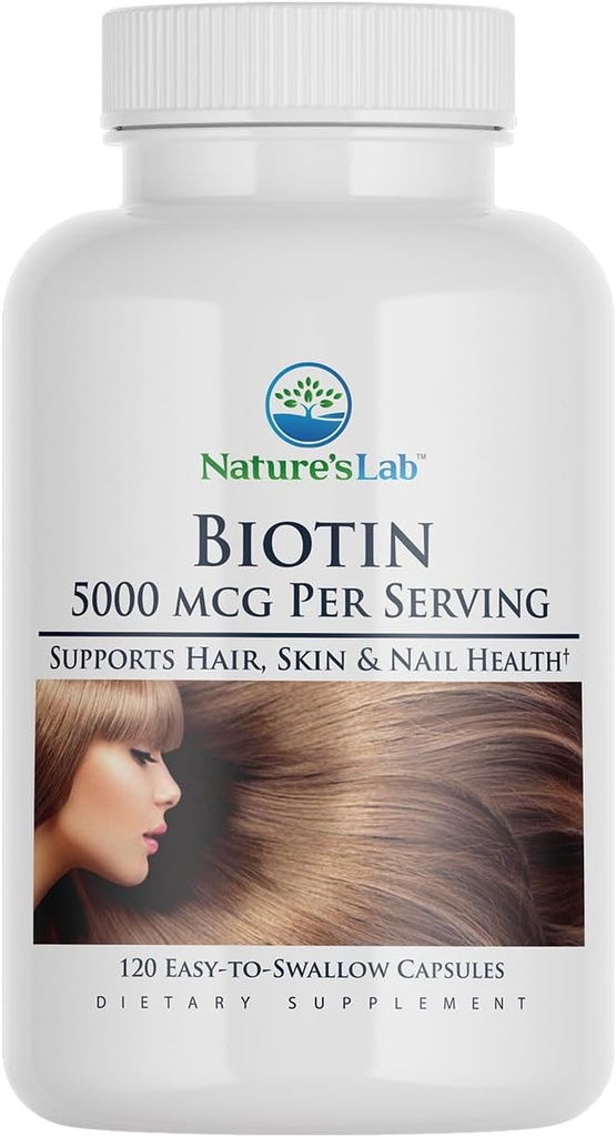 Il Laboratorio Naturale Biotin 5000 mcg - promuove capelli sani, pelle e unghie - 120 capsule (4 mesi di fornitura)