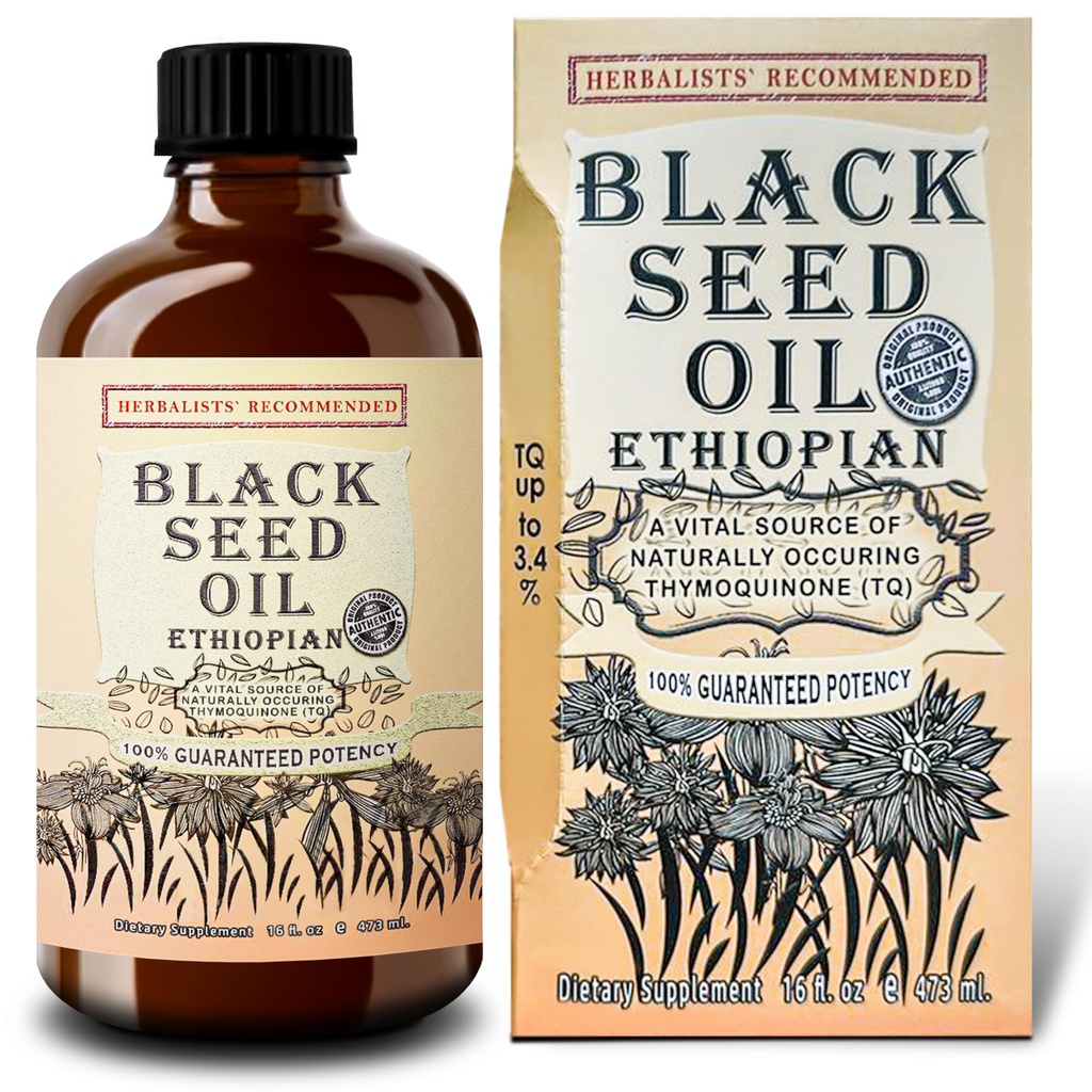 Olio Etiope Seme Nero 16oz – Extra Forza 3x Thymoquinone – 100% Pure ColdPressed Nigella Sativa – Immune, Joint, Hair and Skin Support